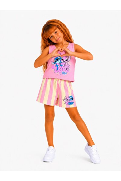 YİGİT BUTİK Set de vară pentru fete, tricou cu bretele cu imprimeu cu persona...