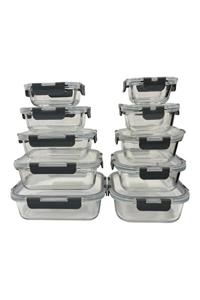 OEM Set 10 caserole depozitare, din sticla, cu capac 150/180/320/350/370/640/...