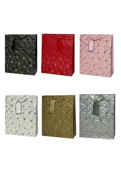OEM Ju-Piter, Toreba cadou din hartie cu manere din snur si imprimeu geometri...