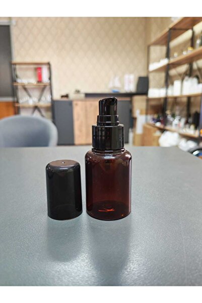 5 Adet 60 ml amber renk plastik boş şişe , siyah pompa başlıklı