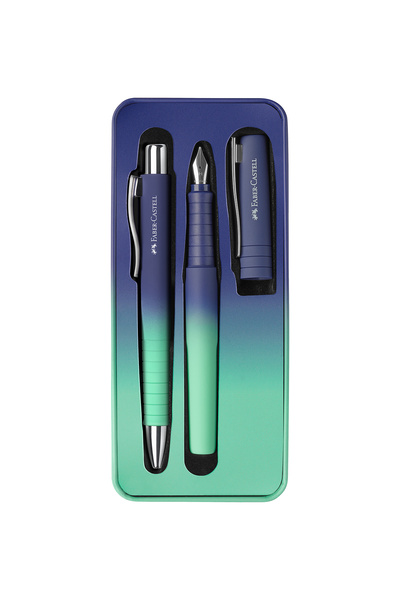 Faber Castell Poly Ball Hediye Seti, B Uç Dolma Kalem, XB Uç Tükenmez Kalem,Buzzing Blue,Metal Hediye Kutulu