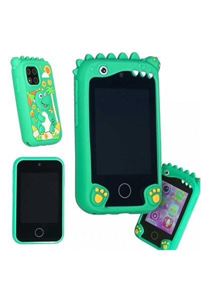 Ikonka Детски смартфон Green Dino, вградена 2 MP камера, USB-C зареждане, 5V/...