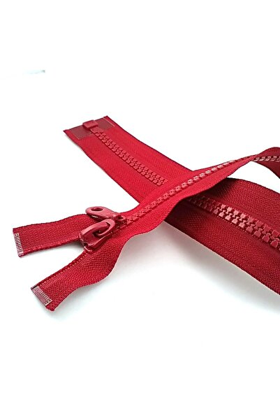 e tuhafiye 2 Adet Kırmızı Kemik Dişli Altı Açılır Fermuar Paketi (45 Cm)