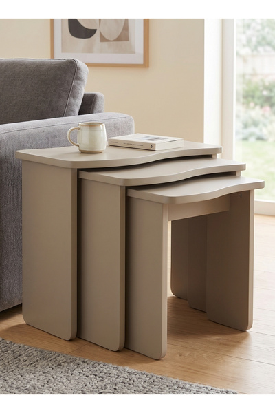 Skandi homeworks Wave Modern 3'lü Zigon Sehpa - Salon ve Oturma Odası Sehpası