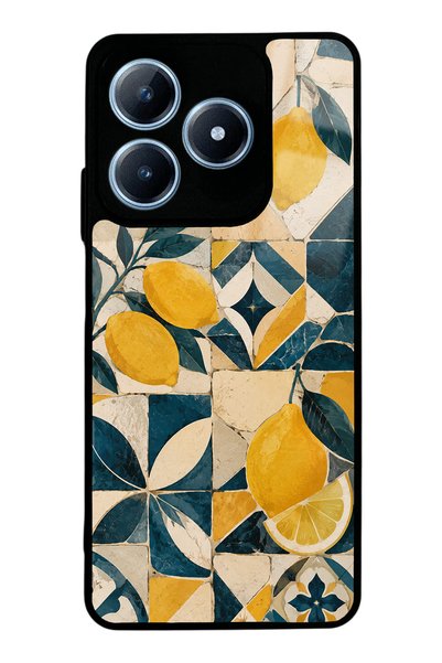 Spoyi Realme C63 Glossy Phone Case with Mediterranean Lemon Mosaic Design