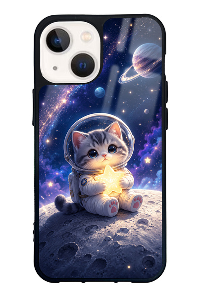 Spoyi iPhone 13 Mini Starlight Space Kitty Design Glossy Phone Case