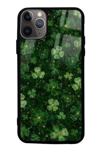 Spoyi iPhone 11 Pro Max Emerald Lucky Clover Design Glossy Phone Case