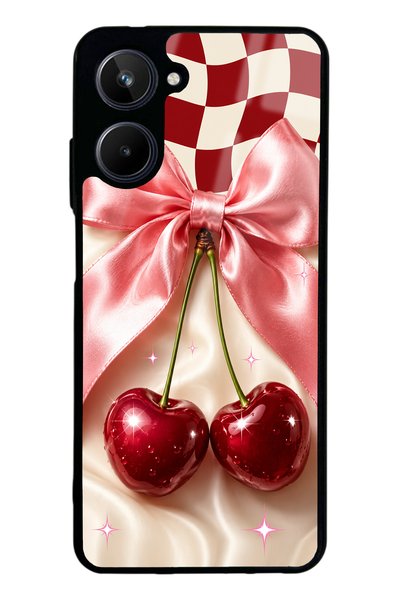 Spoyi Realme 10 Glossy Phone Case with Cherry Picnic Bow Design