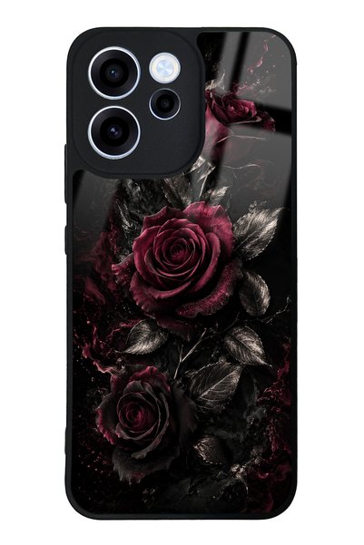 Spoyi Oppo Reno 15F Obsidian Burgundy Roses Design Glossy Phone Case