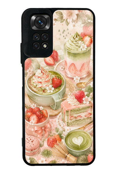 Spoyi Xiaomi Redmi Note 11S Blush Matcha Garden Design Glossy Phone Case