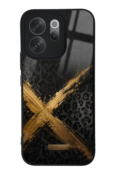 Spoyi Vivo V70 Golden Leopard X Design Glossy Phone Case