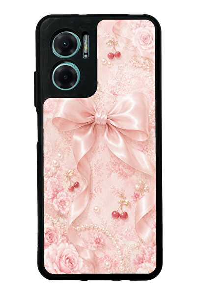 Spoyi Xiaomi Redmi Note 11E Cherry Blush Bow Tasarımlı Glossy Telefon Kılıfı