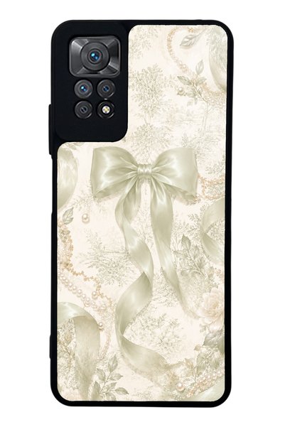 Spoyi حافظة هاتف لامعة بتصميم فيونكة لؤلؤية عاجية لهاتف Xiaomi Redmi Note 11 Pro
