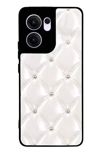 Spoyi Oppo Reno 13F Ivory Diamond Cushion Tasarımlı Glossy Telefon Kılıfı