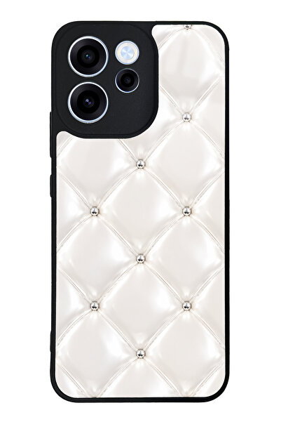 Spoyi Oppo Reno 15F Ivory Diamond Cushion Tasarımlı Glossy Telefon Kılıfı