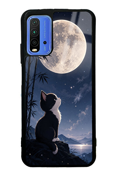 Spoyi Xiaomi Redmi 9T Moon Guardian Kitty Tasarımlı Glossy Telefon Kılıfı
