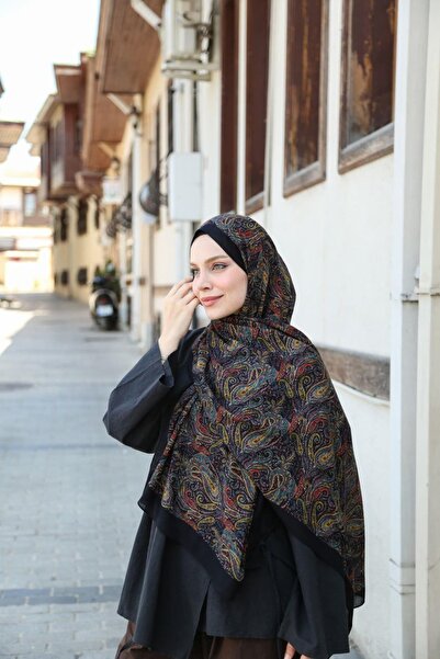 ENRİCO FERRİ Petra Mosaic Ethnic Pattern Shawl - Black Yellow