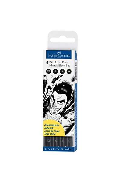 OEM Set 4 culori Pitt Artist Pen Manga Negru, Faber - Castell