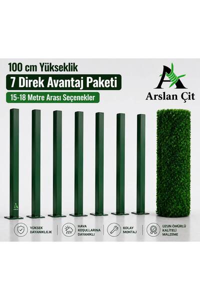 msy garden fenc Çim Çit 100 cm x (15m-18m) Arası Ölçü Seçenekleri 7 ADET Galv...