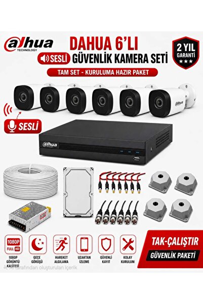 DAHUA 6'Lı Sesli Güvenlik Kamera Seti - 2 TB HDD - 24 Gün Kayıt