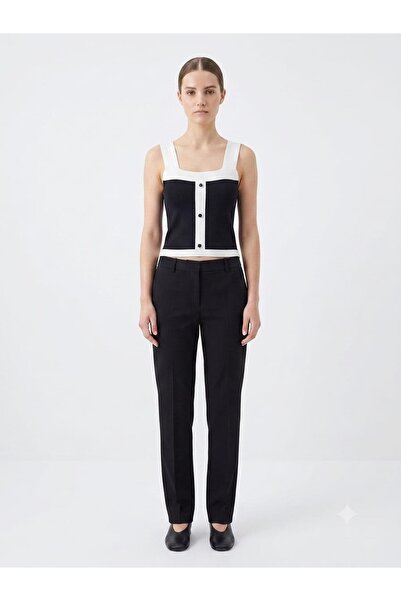 onno style women Sleeveless Strappy Women's Knitted Blouse with Button Detail
