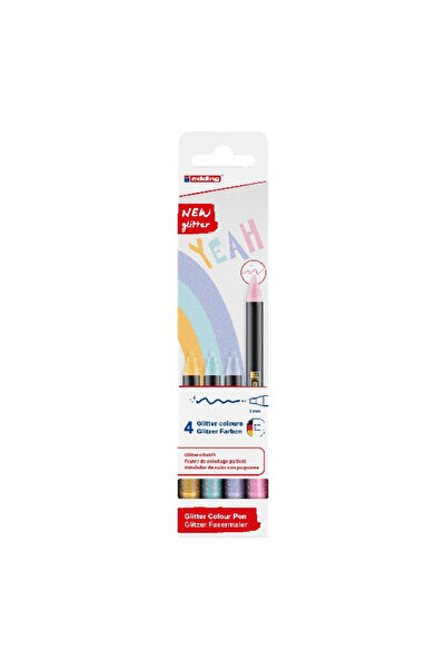 Edding Set de markere brokat Edding, varf rotund 3mm, pastel, 4 culori, 209x54mm