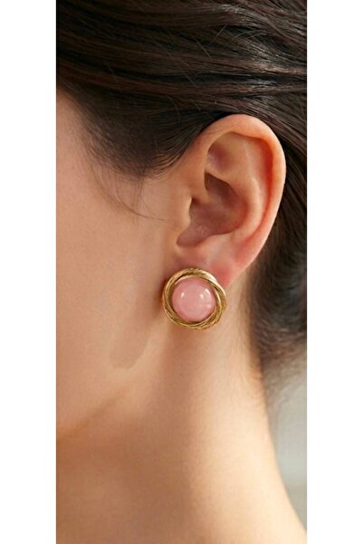 alysa jewelry Women's Gold Detailed Mother-Of-Pearl Earrings
