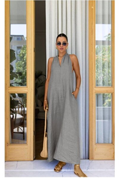 Livizmir Moda فستان المظلة برقبة على شكل حرف V
