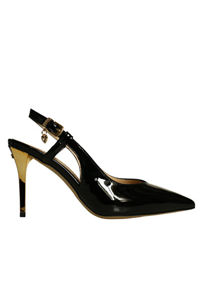Platin Black Patent Leather Women's Heeled Shoes