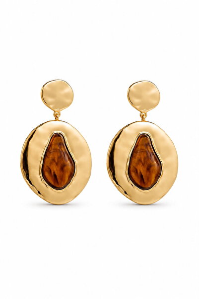 DEMOKAN Women's Earrings Vintage Style Metallic Edge Colorful Stone Earrings