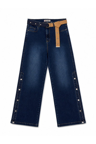 ZANESSİ FASHION Plus Size Belted Lycra Denim Women's Trousers