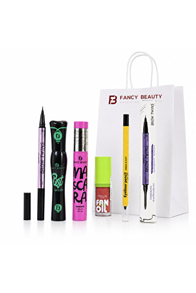 FANCY BEAUTY Eyebrow and Eye Set: Double Eyebrow Pencil + Black Eyeliner + Hy...