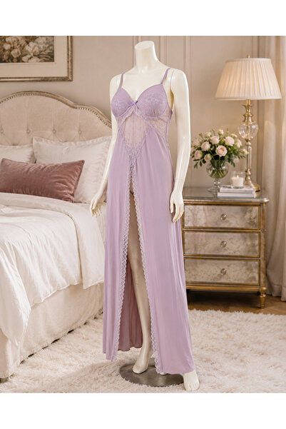 GENERINK Night Rose Long Nightgown with Padded Cups, Available in Black, Wine...