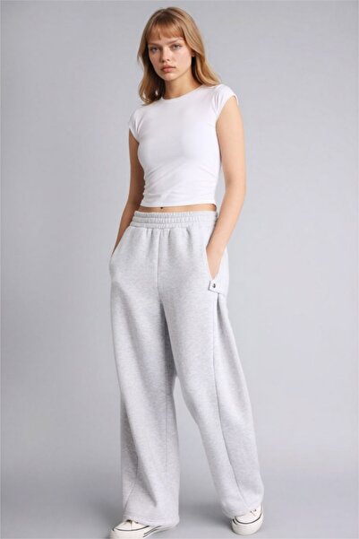 DeFacto Women's Canvas Trousers H0424Ax/Gr4 Grey Melange