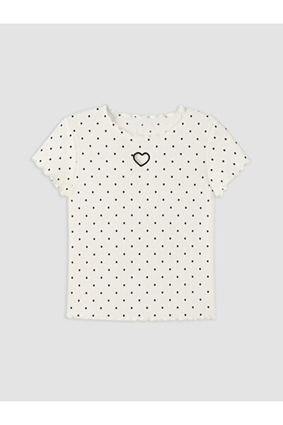 LC Waikiki تي شيرت بناتي من UZG STORE بتصميم Zero Roba Collar منقط للفتيات ال...