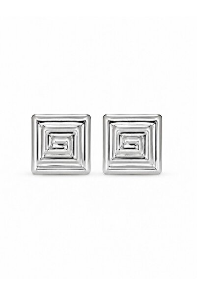 serelya Brass Silver Color Square Form Earrings