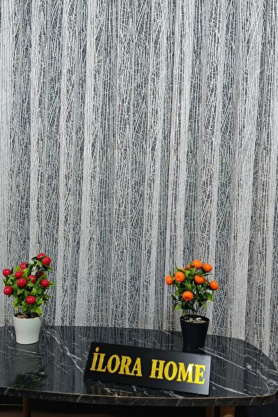 ilora home Premium Ekru Cam Kırığı Tasarım 1/2 kat Seyrek Pile Hazır Dikim Tü...