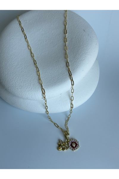 BHR AKSESUAR Gold Color Bee Flower Detailed Necklace (55 cm)