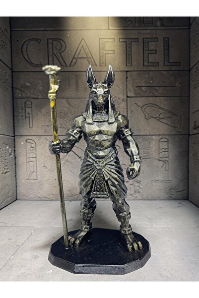 CRAFTEL Mısır Mitolojisi Anubis Asalı Heykel Antik Tarih 3D Figür El Boyaması...