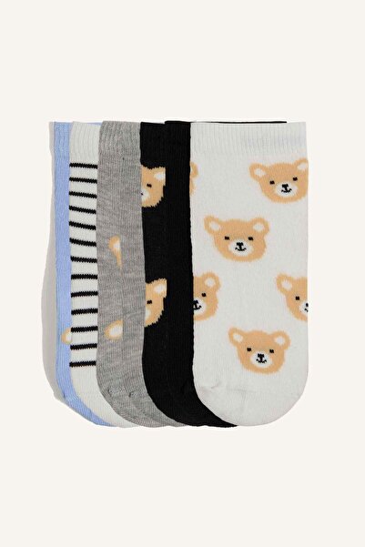DeFacto Animal Patterned Seamless 7-Piece Cotton Long Mixed Socks for Baby Bo...