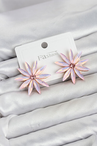 OGHAMAY Pink Crystal Stone Lotus Model Women's Earrings