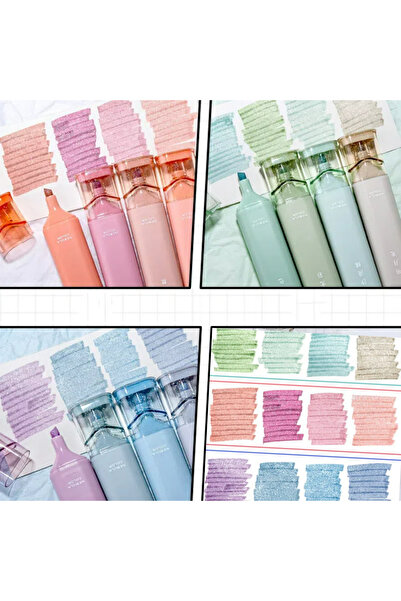 Choice3 3 sets 4pcs/Set Glitter Highlighters Kawaii Students Stationery Color...