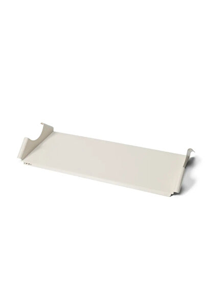 Pedestal Etajeră TV, tip piedestal, cu blat tip lună, 78 x 33 cm, crem