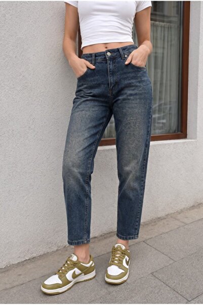 BİKELİFE Women's High Waist Stretch Denim Fabric Mom Fit Jeans