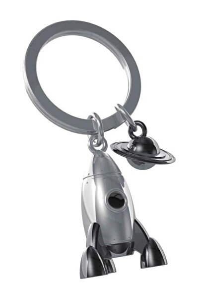 Metalmorphose Breloc chei racheta cu planeta multicolor 3D