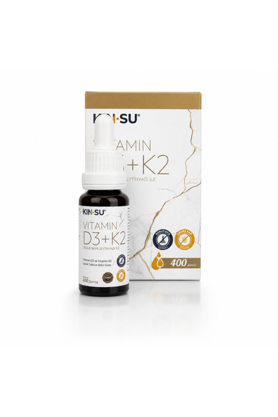 KİNSU Vitamin D3+K2 Vitamin D3 ve Vitamin K2 İçeren Takviye Edici Gıda 20 ml ...