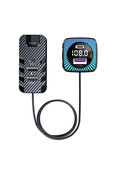 DDA Modulator FM Auto CSII Bluetooth, Încărcător Auto 15W, 5 Porturi (Type-C ...