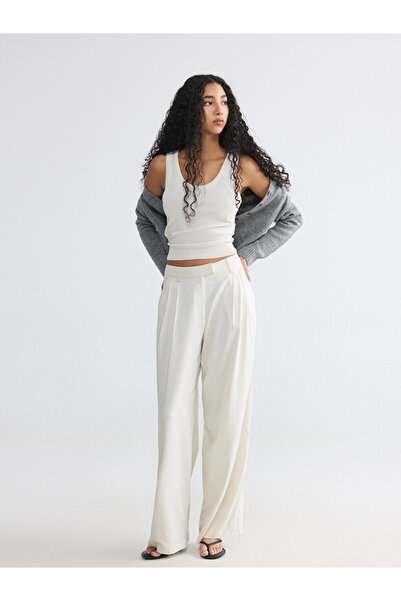 LC Waikiki Pantaloni de damă plisați din amestec de in