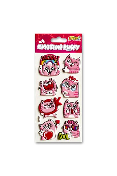 Penmate Autocolante puffy/abtibilduri Emotion Cat, cu efect 3D, Multicolor, 8...