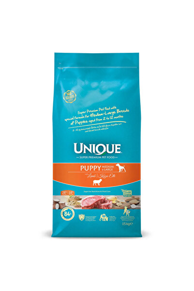 Unique Orta ve İri Irk Yavru Köpek Maması Kuzu Etli 15 kg